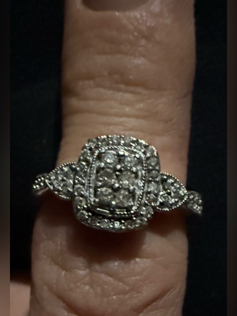 Diamond Halo Cluster Ring in Sterling Silver&14k sz7 - Picture 6 of 17
